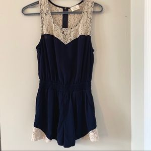 Pins and Needles Navy and Lace Romper Size XS